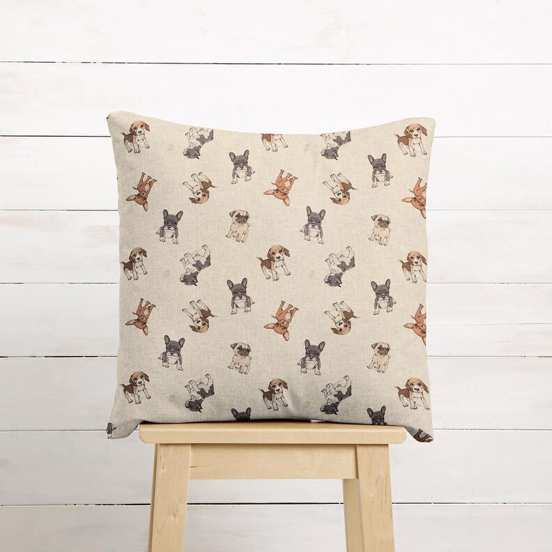 Decor Fabric Half Panama puppies &ndash; natural/grey,  image number 6