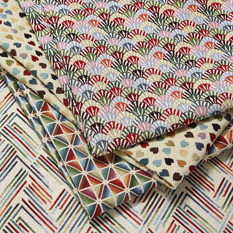 Decor Fabric Tapestry Fabric Scattered Hearts – light beige/petrol, image number 5