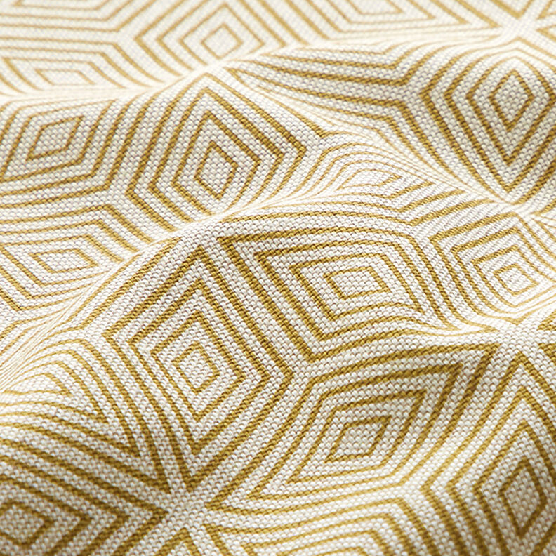 Decorative half Panama fabric 3D cubes – curry yellow/natural,  image number 2