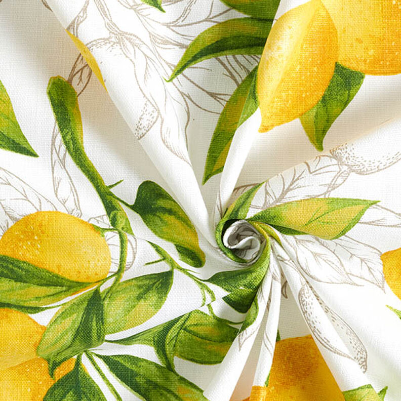 Decor Fabric Panama lemons – white/lemon yellow,  image number 3