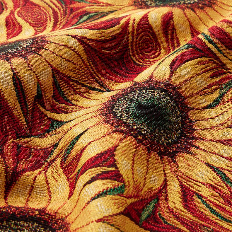 Decor Fabric Tapestry Fabric sunflowers – carmine/sunglow,  image number 2
