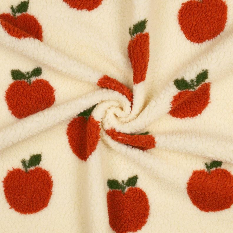 Teddy Fur Apples | Poppy Fabrics – offwhite/terracotta, image number 3