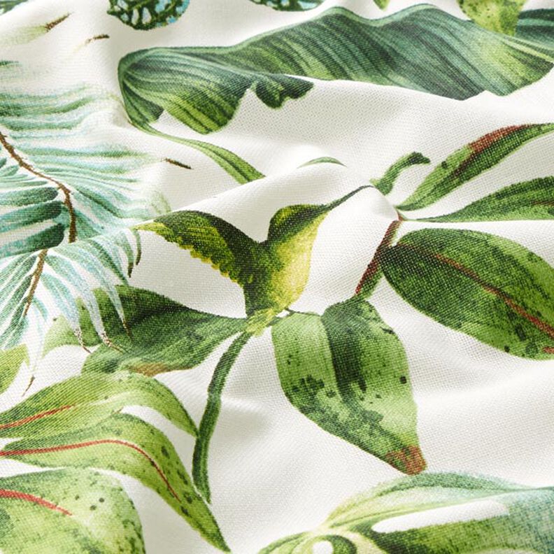 Decor Fabric Half Panama exotic leaves – green/white,  image number 2