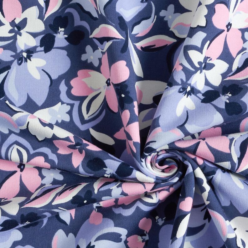 French Terry Big Flowers | Poppy Fabrics – denim blue,  image number 3