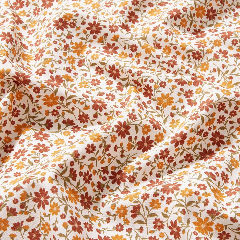 Cotton Poplin Autumn Flowers – white/burgundy, image number 2