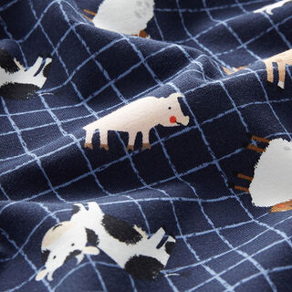 Cotton jersey farm animals – navy blue, 