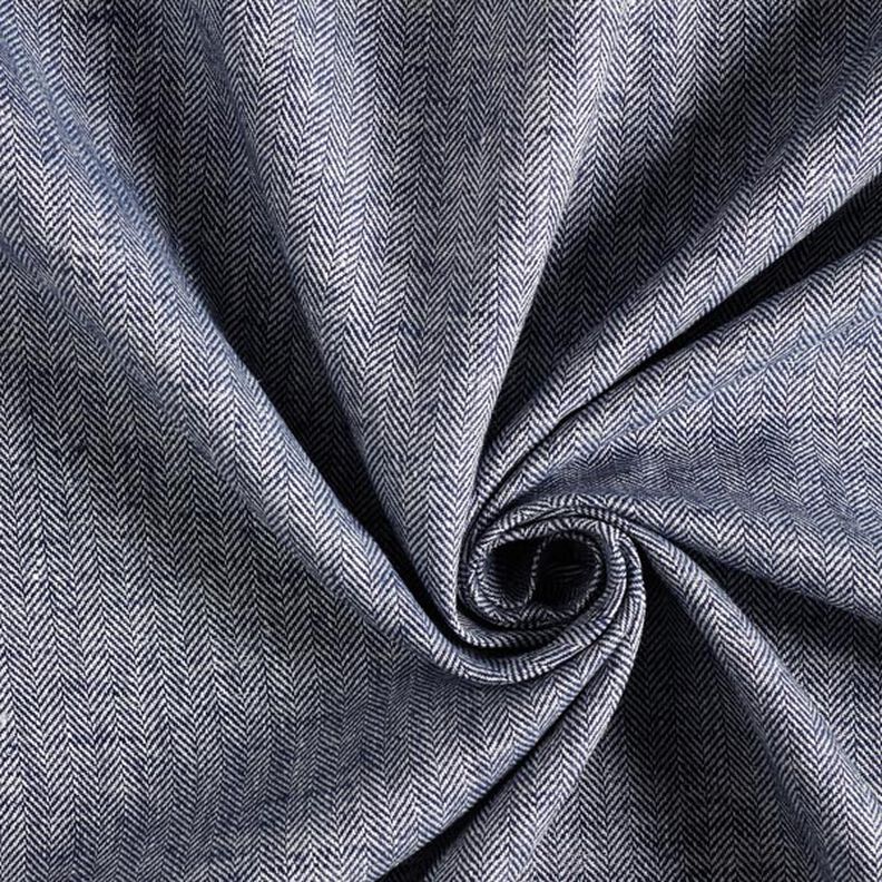 Herringbone Linen Cotton Blend – navy blue,  image number 2