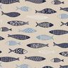 Decor Fabric Half Panama abstract school of fish – natural/blue,  thumbnail number 1
