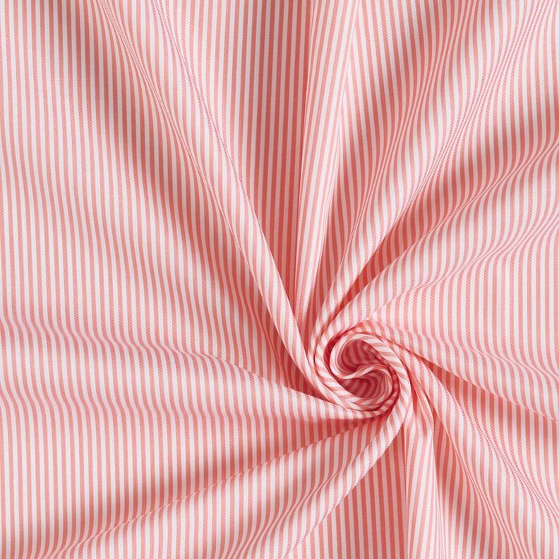 Narrow striped cotton fabric – white/peach orange,  image number 3