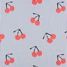 Stretch Poplin Stripes and cherries – white/indigo,  thumbnail number 1