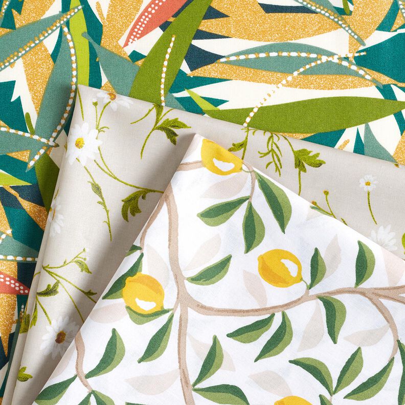 Coated Cotton painted lemons – white/lemon yellow,  image number 6