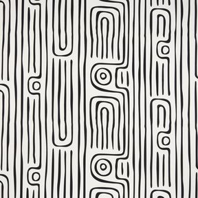 Decor Fabric Half Panama abstract striped pattern – black/ivory, 