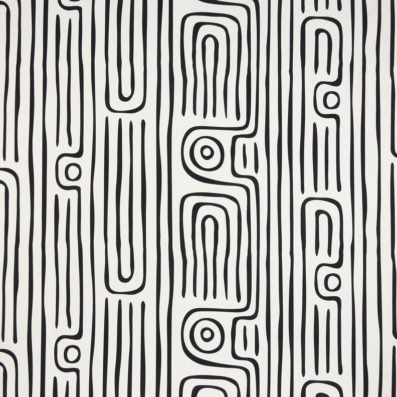 Decor Fabric Half Panama abstract striped pattern – black/ivory, image number 1