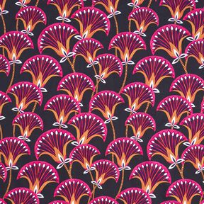Decor Fabric Canvas Floral Fans – black/pink, 
