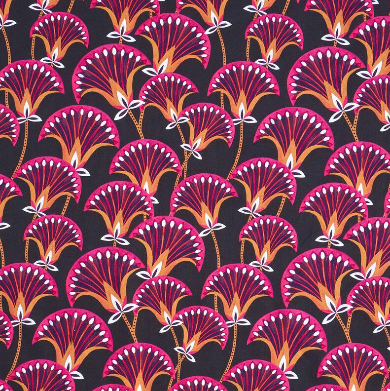 Decor Fabric Canvas Floral Fans – black/pink, image number 1