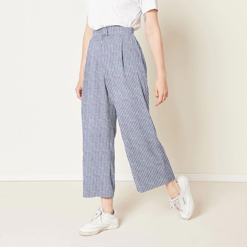 Linen Cotton Blend broad stripes – midnight blue/white,  image number 6