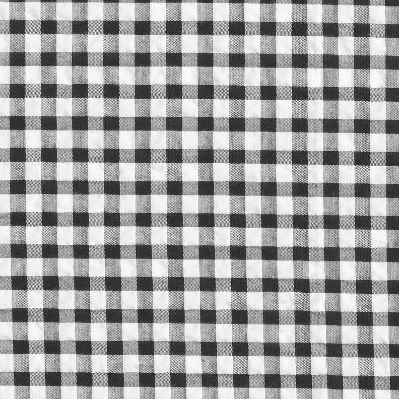 Large gingham check seersucker – white/black,  image number 1
