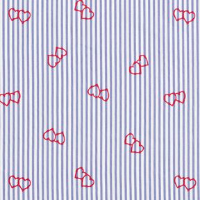 Stretch Poplin stripes and hearts – white/indigo, 
