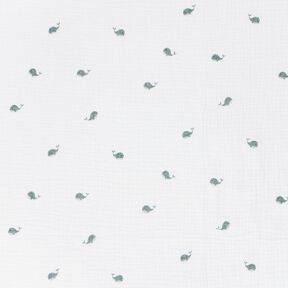 Double Gauze/Muslin small whales – ivory/blue grey, 
