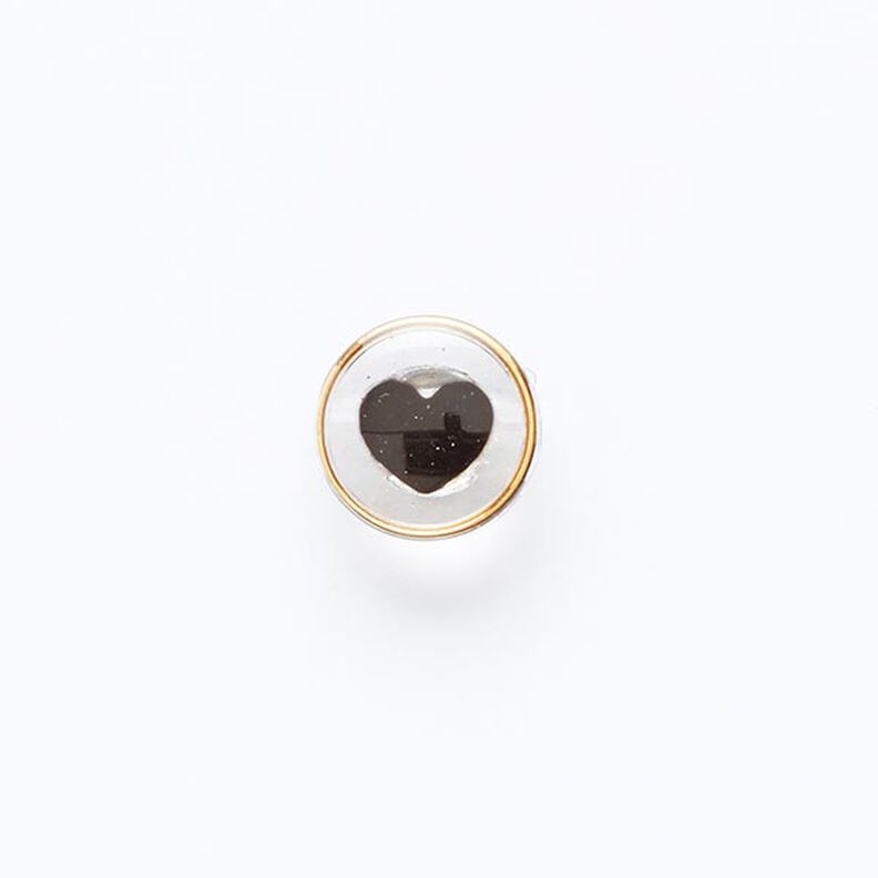 Heart Shank Button with Golden Edge [ Ø 11 mm ] – black/gold,  image number 1