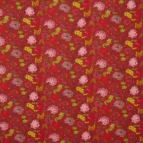 viscose fabric Paisley flowers – carmine/fire red, 