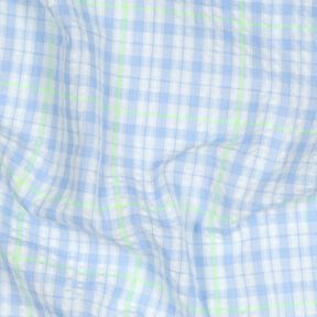 Seersucker Cotton Blend Check – light blue/neon green, 