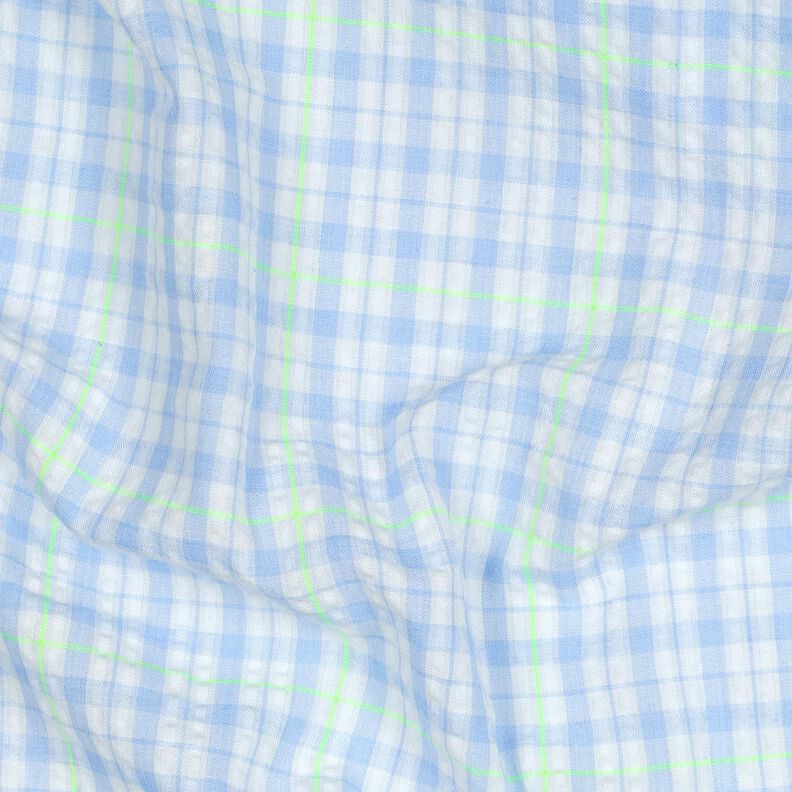 Seersucker Cotton Blend Check – light blue/neon green,  image number 2