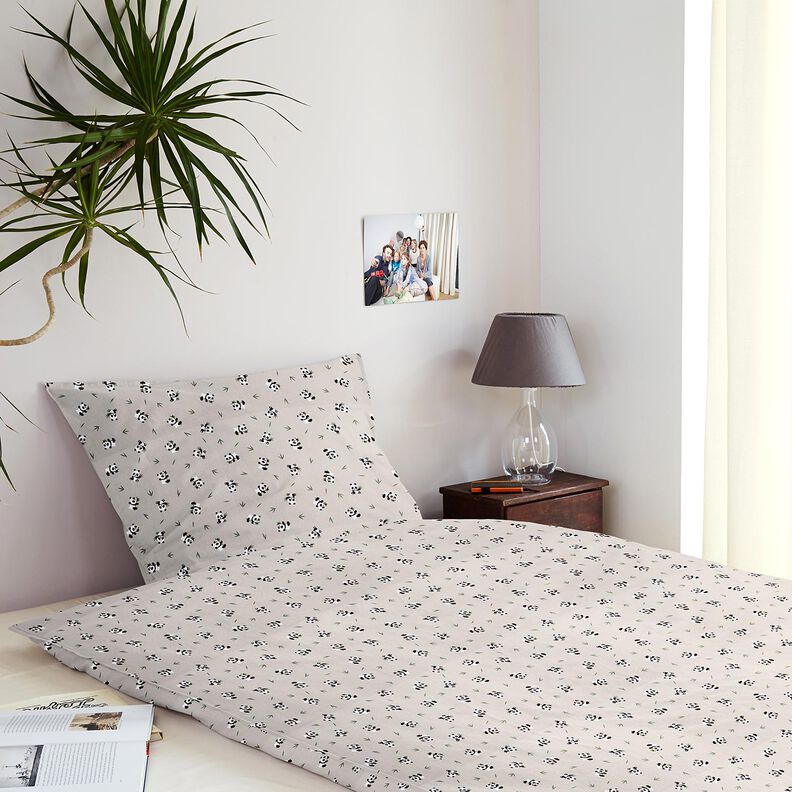 Cotton Cretonne cute panda bear – natural,  image number 5