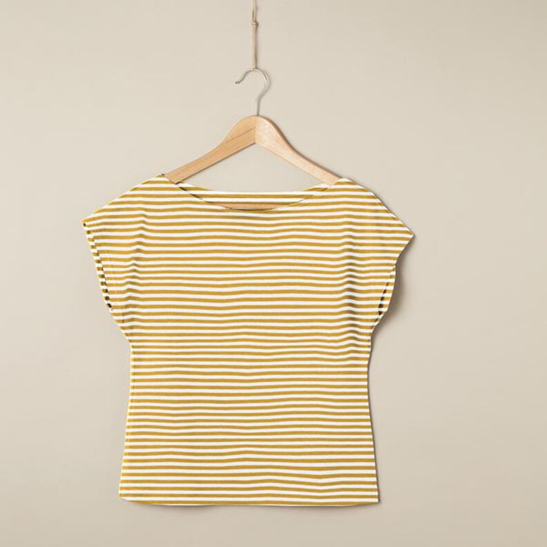 Cotton Jersey Narrow Stripes – mustard/white,  image number 8