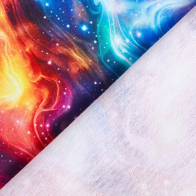 French Terry Galaxy Digital Print – blue lilac/fire red,  image number 4
