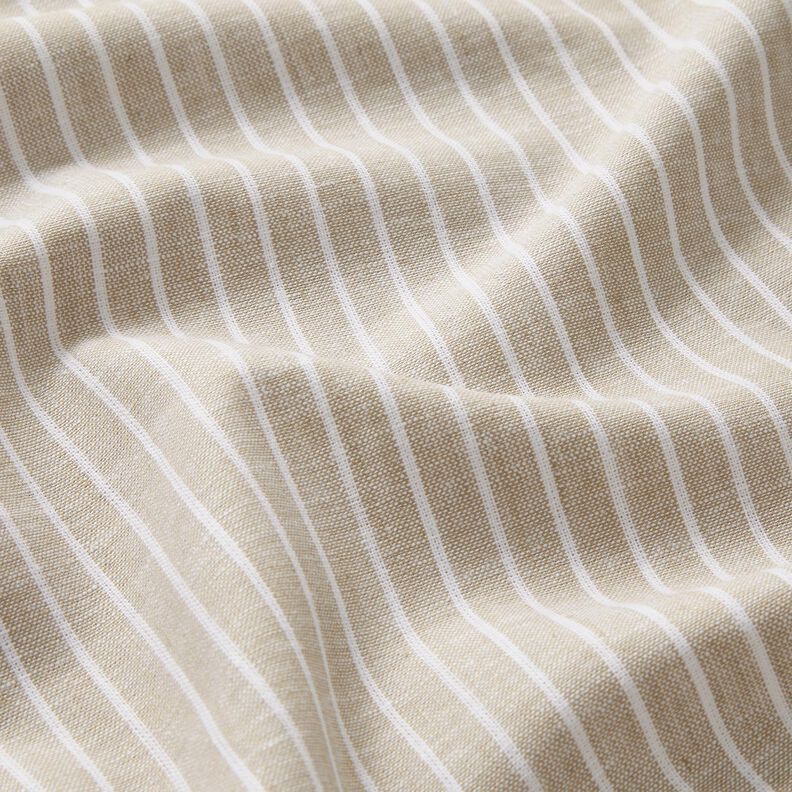 Linen Cotton Blend broad stripes – light taupe/white,  image number 2
