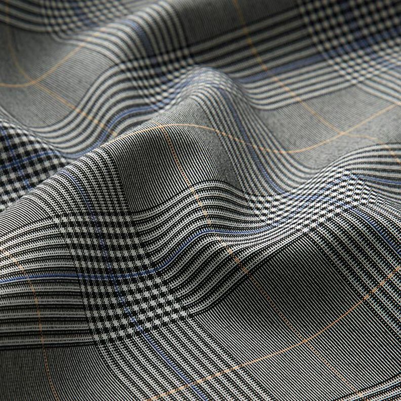 Glen Plaid Stretch Viscose – grey/indigo,  image number 2