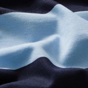 Cotton Jersey block stripes – light blue/navy blue, 