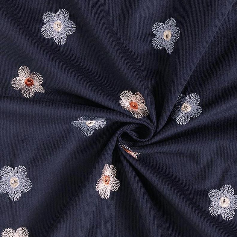 embroidered flowers baby cord – midnight blue,  image number 3