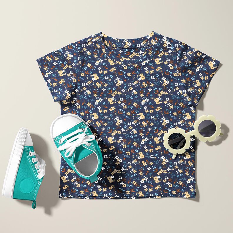 Cotton Jersey millefleurs – midnight blue,  image number 5