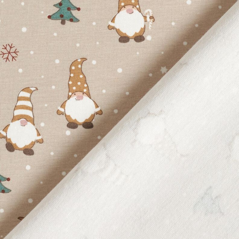 Cotton Jersey Gnomes in the snow – almond,  image number 4