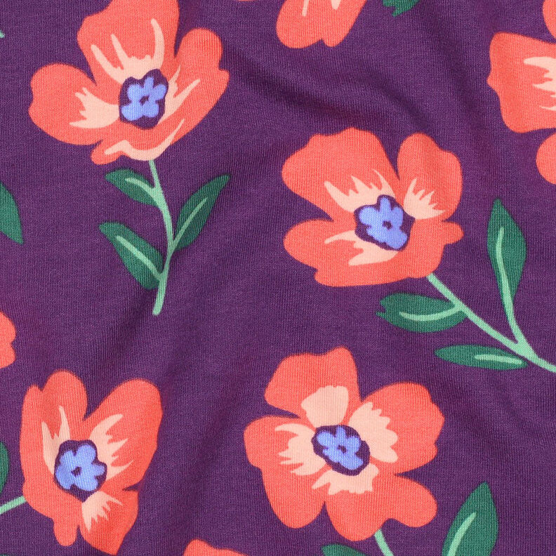 Brushed Sweatshirt Fabric Flowers | by Poppy – red lilac/lobster,  image number 2