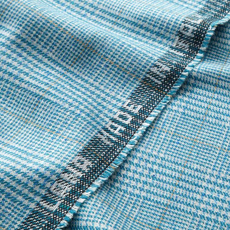 Glen Plaid Wool Fabric – turquoise,  image number 4