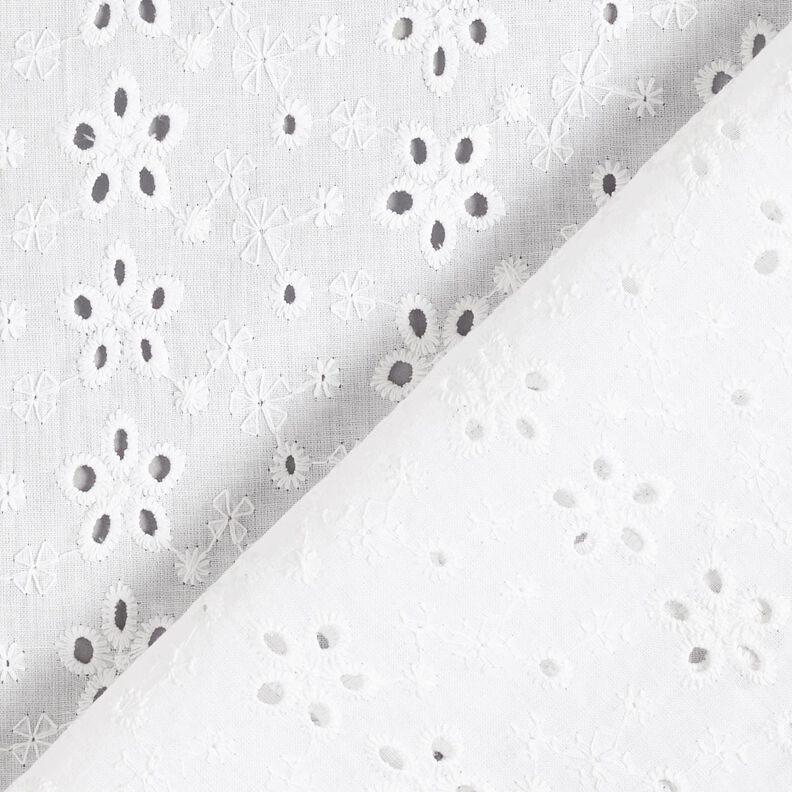 Cotton Batiste Broderie Anglaise rows of flowers – white,  image number 4