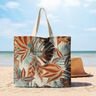 Outdoor Fabric Canvas large leaves – natural/terracotta,  thumbnail number 6