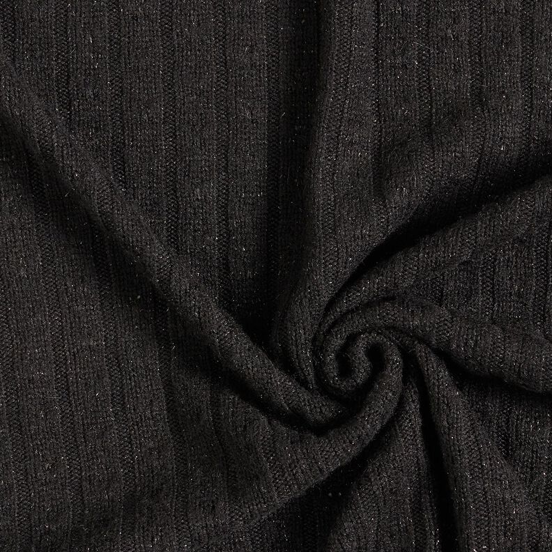 Knit Fabric Ajour elegant glitter stripes – black, image number 3