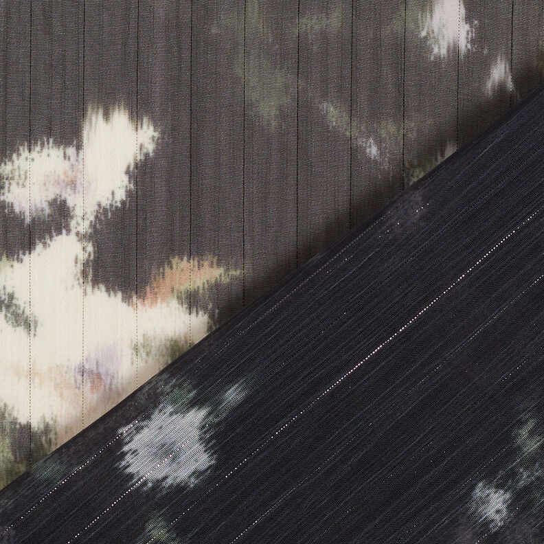 Chiffon glittering pinstripe batik look – black/white, image number 5