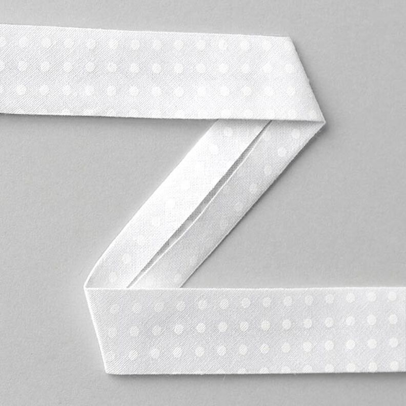 Polka Dots Bias Tape [20mm] - white,  image number 1
