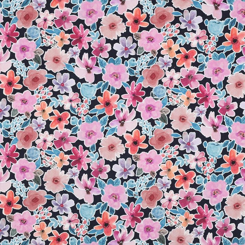 Cotton Poplin Flowers | Poppy Fabrics – blue-black,  image number 1