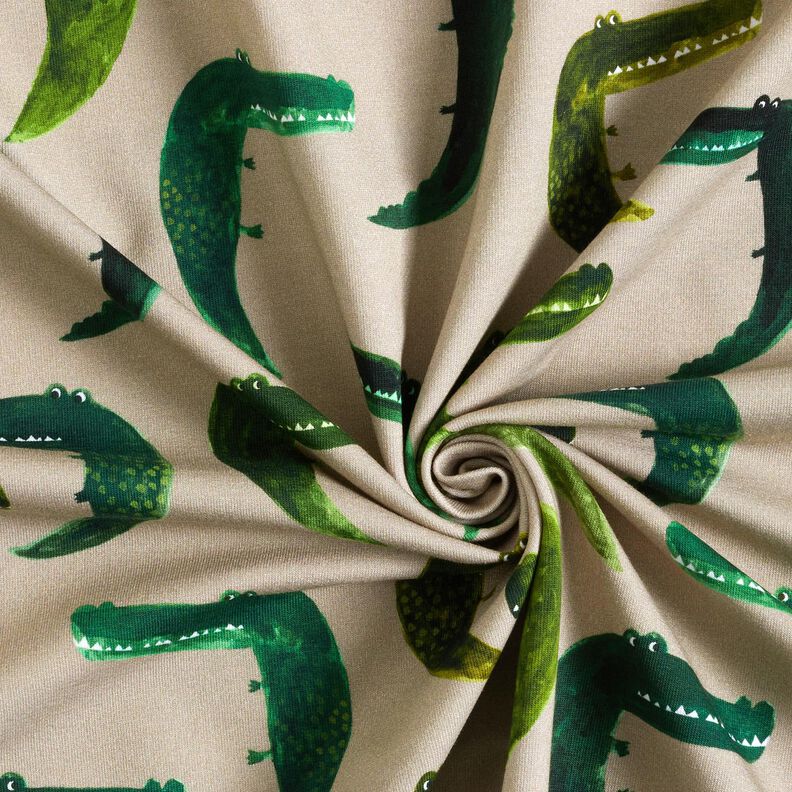 French Terry cheeky crocodile Digital Print – anemone,  image number 3