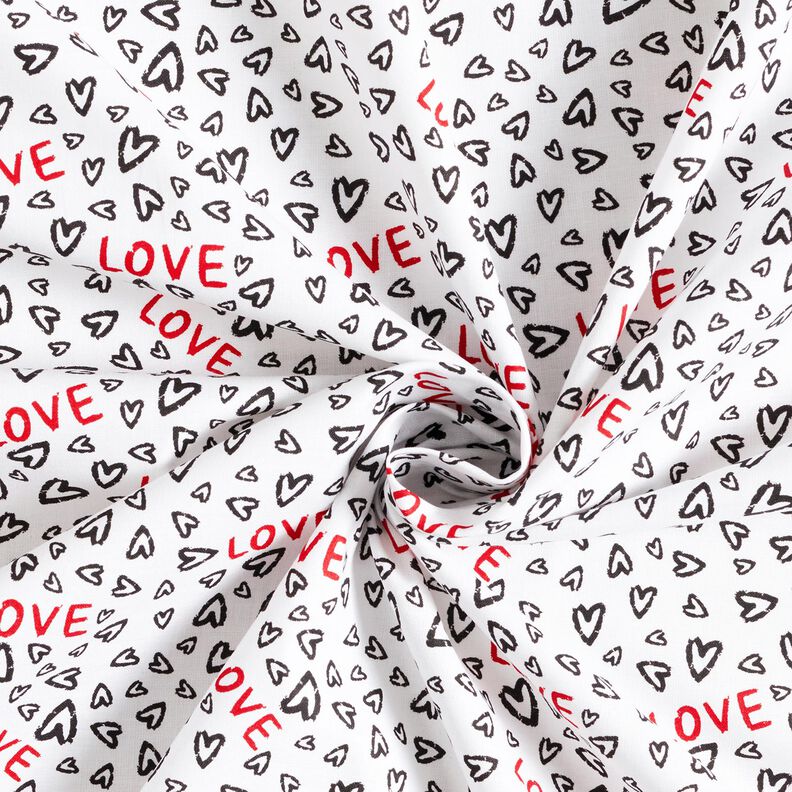 Cotton Cretonne Love – white/black,  image number 3