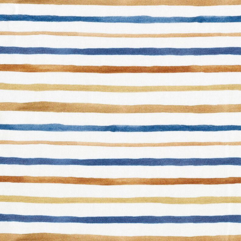 GOTS Cotton Jersey delicate watercolour stripes digital print – white/royal blue,  image number 1