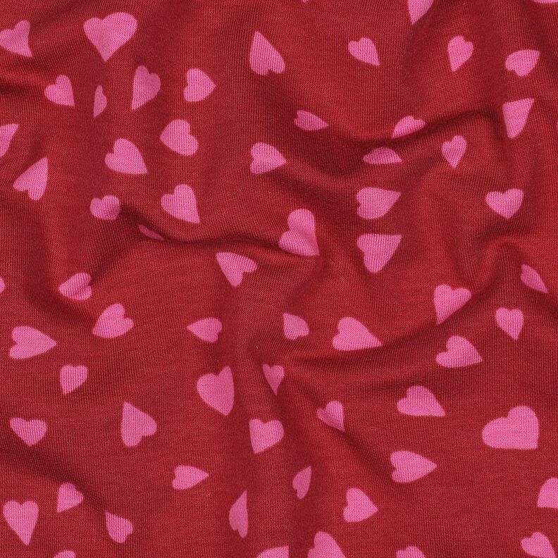French Terry hearts | Poppy Fabrics – dark red/pink,  image number 2