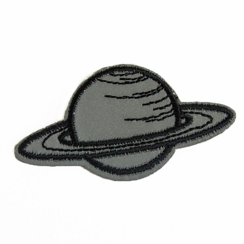 Appliqué  reflective planet [ 6,9 x 3,6 cm ] – silver,  image number 1