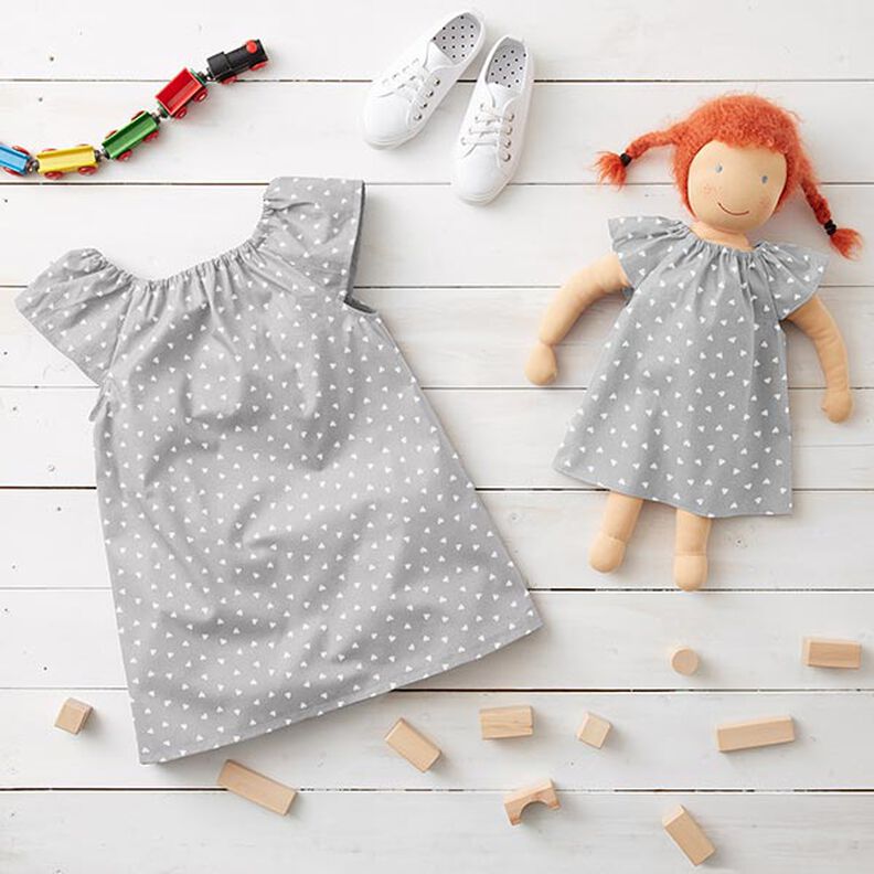 Scattered hearts organic cotton poplin – light grey,  image number 7